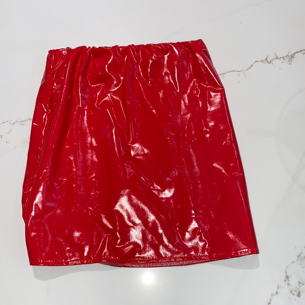 Red Leather Mini Skirt